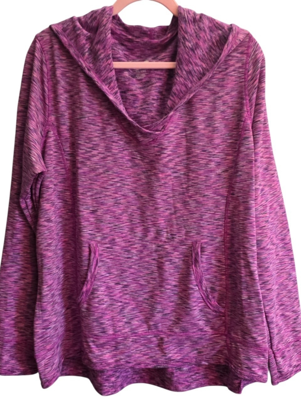 Tangerine Space Dye Pink Magenta Pullover Hoodie Kangaroo Pocket XXL